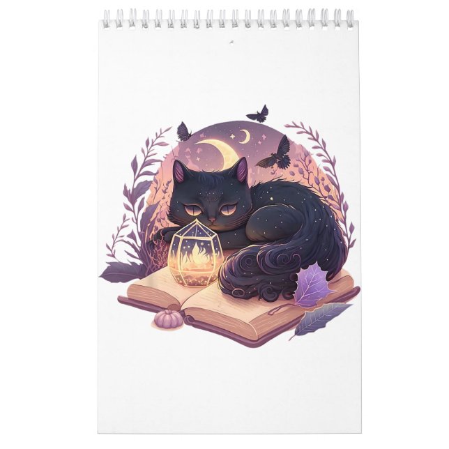 Calendario Libro de hélice para gato negro espeluznante Hallo (Tapa)