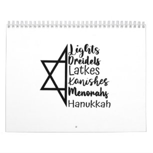 Calendario Light Dreidel Latke Kanish Menorah Hanukkah
