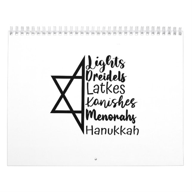Calendario Light Dreidel Latke Kanish Menorah Hanukkah (Tapa)