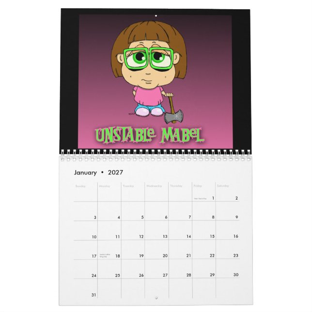 Calendario Lil espeluznante Kidz 2009 (Jan 2027)