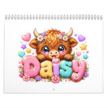 Linda Vaca Highland Dainty Nombre Rosa Pastel Fl