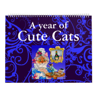 Calendario lindo de los ilustraciones del gato