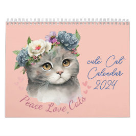 Calendario lindo gato con amor y paz