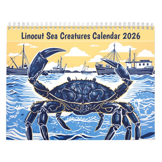 Calendario Linocut Sea Creatures Calendar 2026 (Tapa)