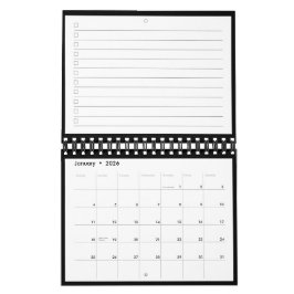 Calendario Lista de tareas pendientes con monograma en negro 
