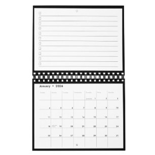 Calendario Lista de tareas pendientes con monograma en negro