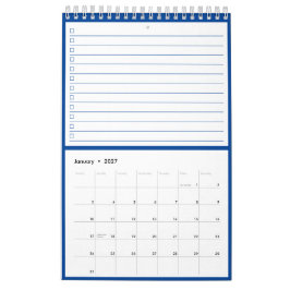 Calendario Listas de tareas con monograma de nombre en azul m