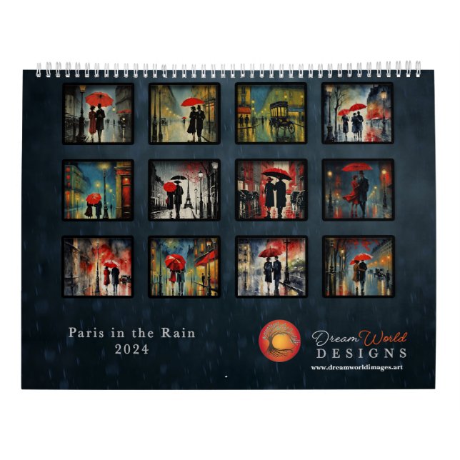Calendario Lluvia en París 2024 - (Reverso)
