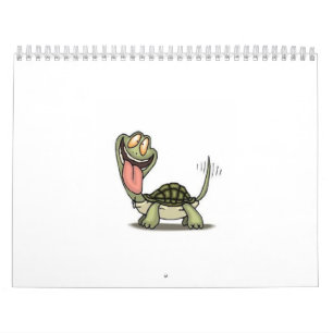Calendario loco-tortuga-dibujo animado-cómico