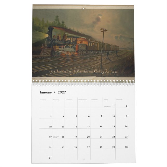 Calendario Locomotoras de los 1800s (Jan 2027)