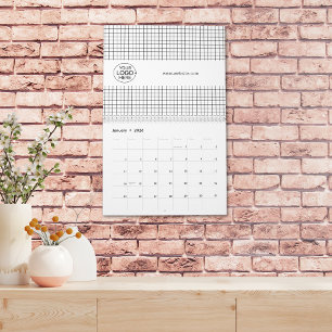 Calendario Logotipo comercial Promoción en blanco y negro