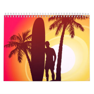 Calendario Longboard y palmeras