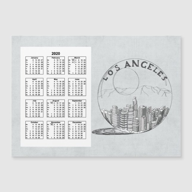 Calendario Los angeles Año completo 2020 (Anverso)