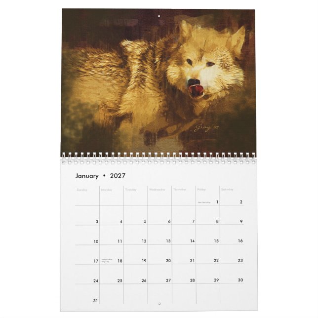 Calendario Los lobos grises de Yellowstone (Jan 2027)