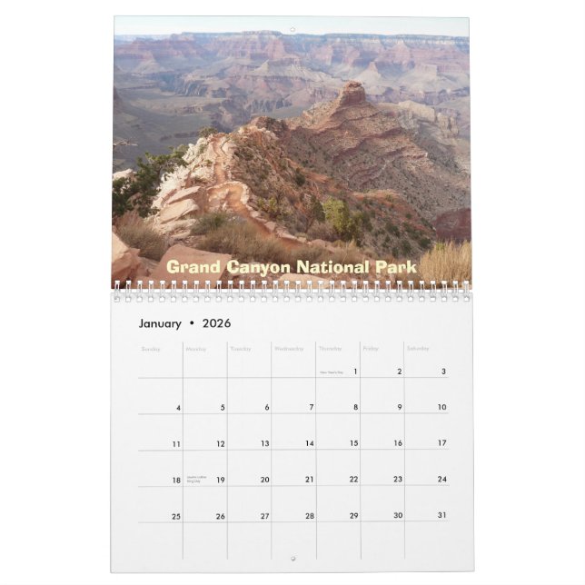 Calendario Los lugares especiales de Arizona (Jan 2026)