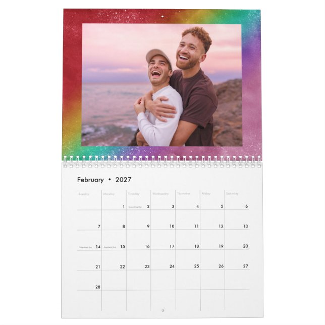 Calendario Luces de Cuerda con Degradado de Arcoíris Primer A (Feb 2027)