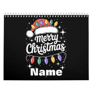 Calendario Luces de Feliz Navidad Sombrero de Santa Regalo Pe