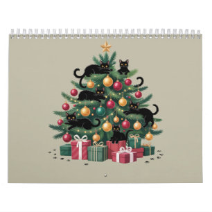 Calendario Luces de Navidad para Amantes de Gatos Negros