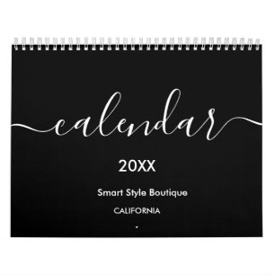 Calendario Lujo Minimalista Boutique Negro y Blanco
