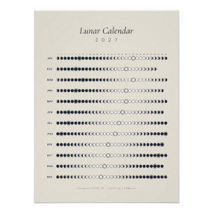 Calendario Lunar 2027 Póster – Calendario de Fases