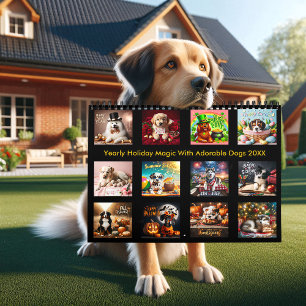 Calendario Magia anual de vacaciones con perros adorables 20X