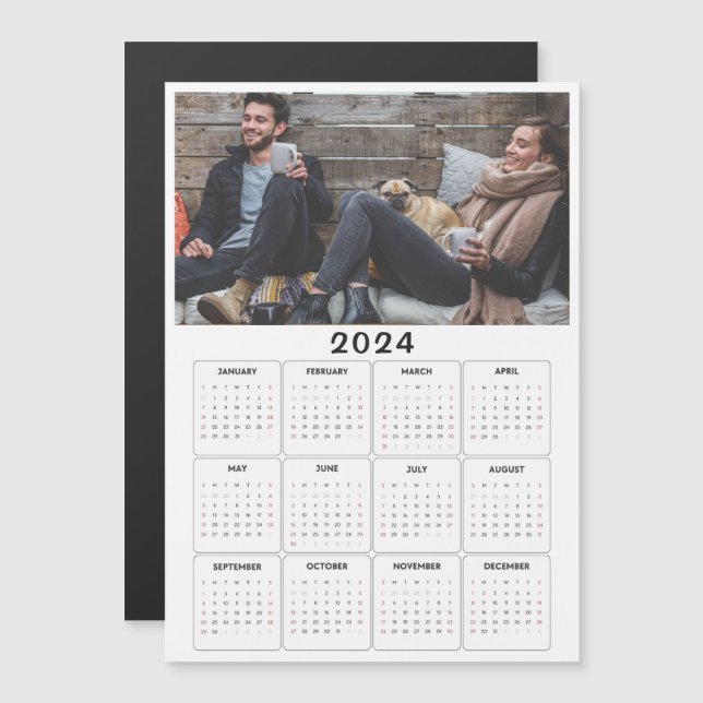 Calendario magnético 2024 - foto de Personalizado (Anverso/Reverso)