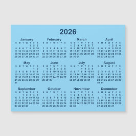 Calendario Magnético 2026 Azul Claro y Marino