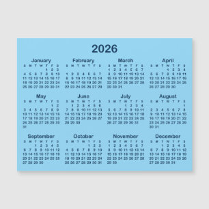 Calendario Magnético 2026 Azul Claro y Marino