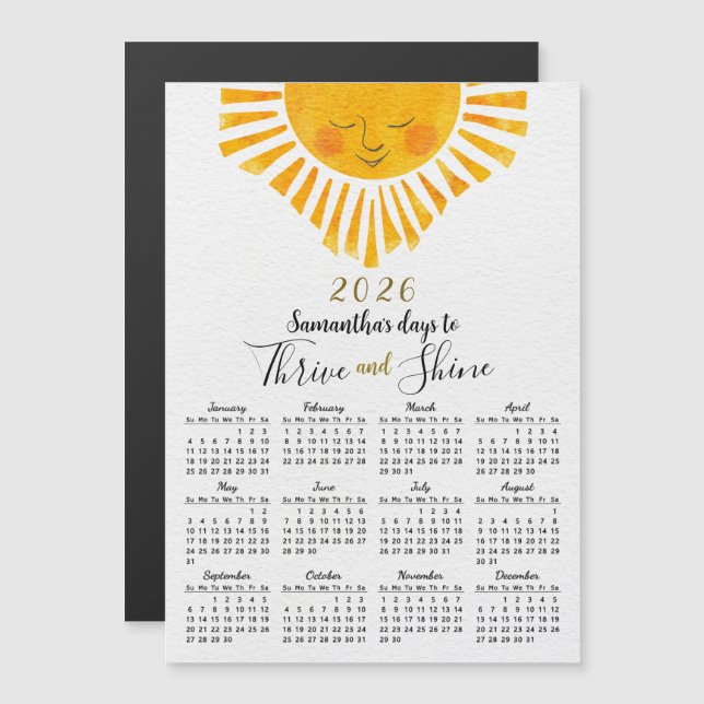 Calendario Magnético 2026 Inspirador Sol Cuto (Anverso/Reverso)