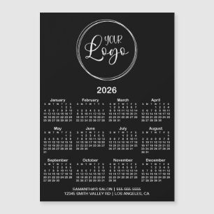 Calendario Magnético 2026 Logo Negro y Blanco