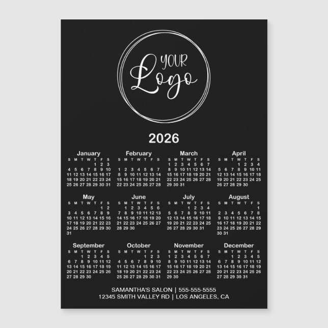 Calendario Magnético 2026 Logo Negro y Blanco (Anverso)