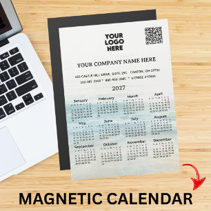 Calendario Magnético 2027 Código QR Logotipo Nombr