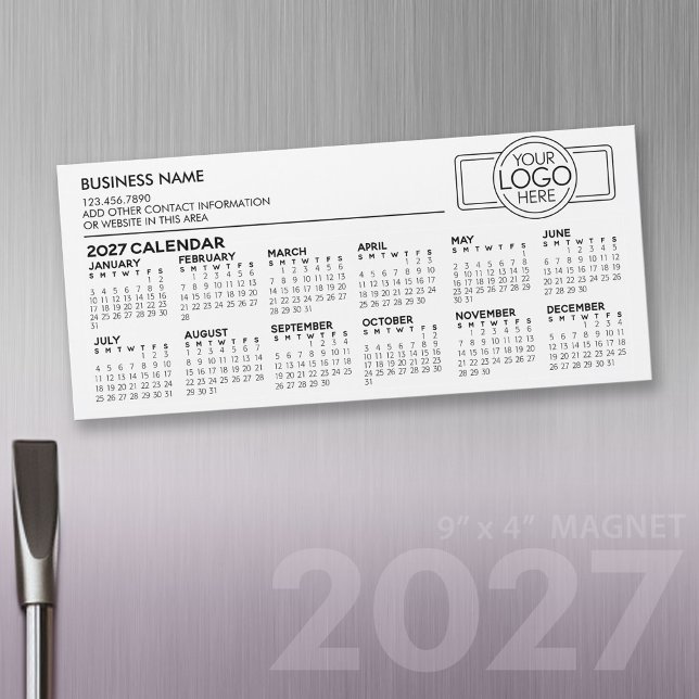 Calendario Magnético 2027 con Logotipo e Informaci (2027 Calendar Fridge Magnet)
