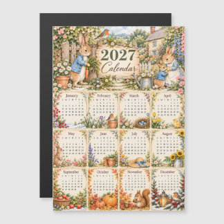 Calendario Magnético 2027 - Conejos en Jardín de C