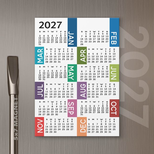 Calendario Magnético 2027 - Meses divertidos y col (2027 Calendar Magnet)