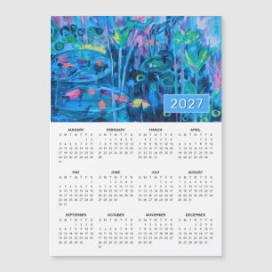 Calendario magnético abstracto floral azul 2027