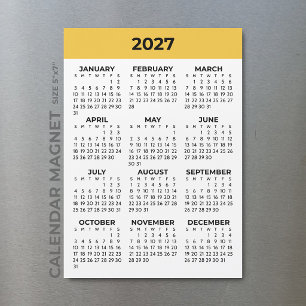 Calendario Magnético Amarillo Soleado Vista Año Co