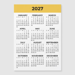 Calendario Magnético Amarillo Soleado Vista Año Co