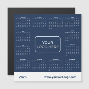 Calendario magnético azul con el logotipo comercia