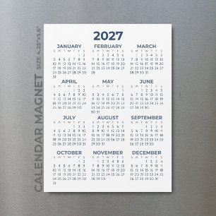 Calendario Magnético Azul Marino Simple Elegante 2