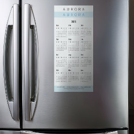 Calendario magnético azul minimalista de dos tonos
