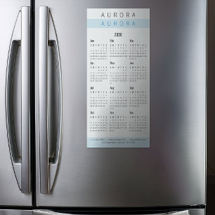 Calendario magnético azul minimalista de dos tonos