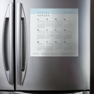 Calendario magnético azul minimalista de dos tonos