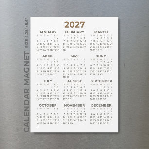 Calendario Magnético Básico Simple Marrón Beige 20