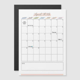 Calendario magnético de abril de 2025