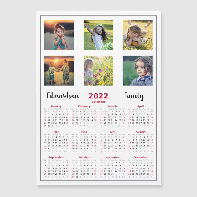 Calendario magnético de collage de fotos de la fam (Anverso)