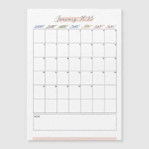 Calendario magnético de enero de 2025