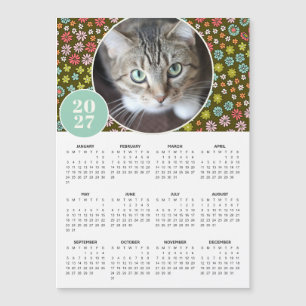 Calendario magnético de flores retro personalizado