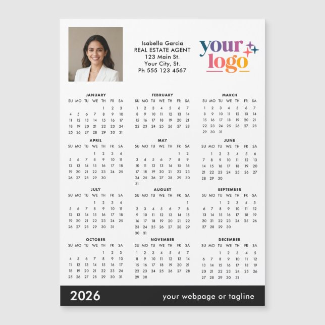 Calendario Magnético de Foto Logo Personalizado 20 (Anverso)