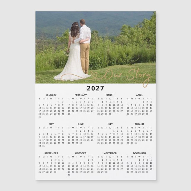 Calendario Magnético de Foto Personalizada 2027 Nu (Anverso)